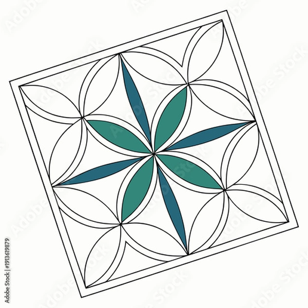 Obraz Green Square Grid Logo with Rotated Triangles