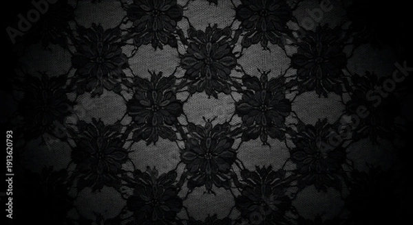 Obraz ブラックレースのゴシックフラワーパターン背景（ダークで高級感のある装飾デザイン）
