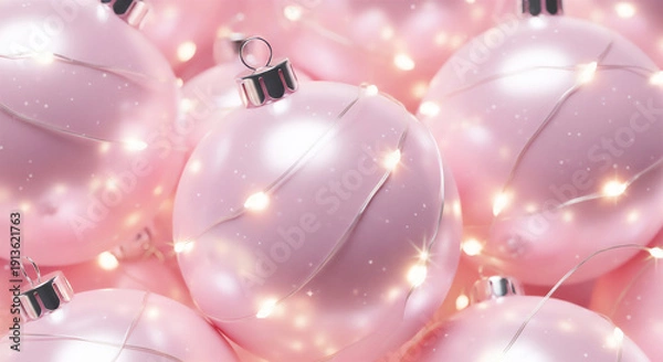 Obraz きらめくピンクのクリスマスオーナメント（ゆめかわホリデー背景）
