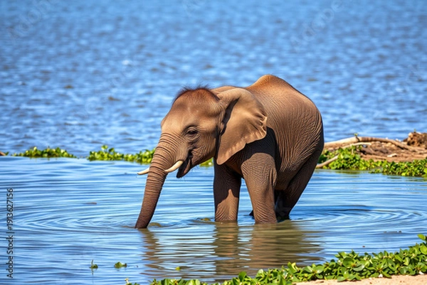 Obraz elephant in the river
