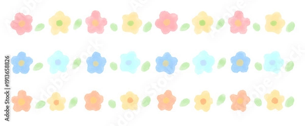 Obraz 可愛い花の水彩風カラフルラインセット