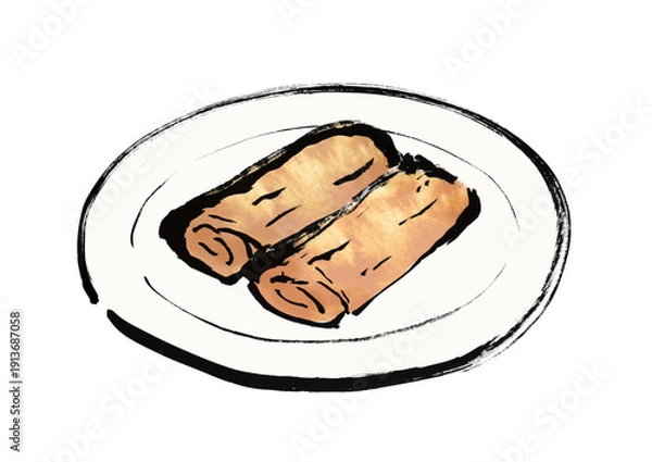 Obraz 春巻きの和風筆イラスト素材