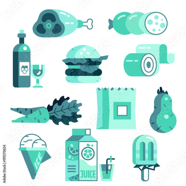 Obraz Grocery Market Icon Set