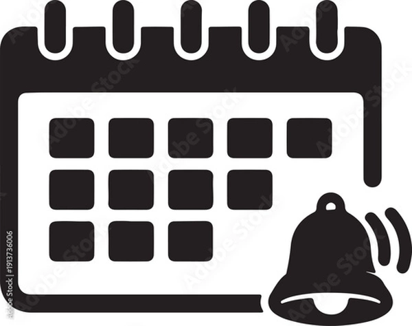 Obraz Calendar Reminder Notification Icon Black Solid Schedule Vector