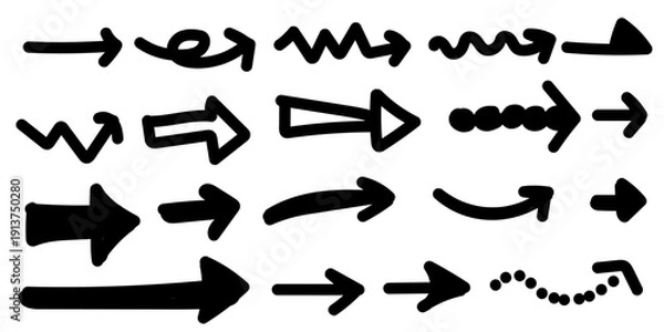 Obraz 手描き、矢印、アイコン、デザイン