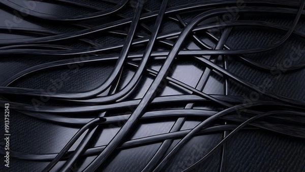 Obraz Intertwined black cables abstract background texture