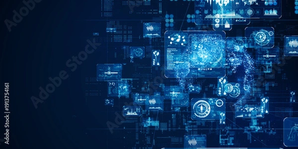 Obraz 未来的サイバースペースとデジタルテクノロジーのコンセプト