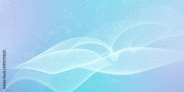 Obraz 波形、ネットワーク、ブルー、データ、DX、システム、アブストラクト、未来、サイバー、ウェーブ、繋がる、電波、背景、バックグラウンド、素材、ビジネス、ハイテク、バナー、デザイン、画面、SF、イメージ、コンセプト、かっこいい、クール、CG、イラスト、サイバースペース、テクノロジー、テック、デジタル、トランスフォーメーション、IT、AI、回路、半導体、インターネット、オンライン、web、科学、計測、グラ
