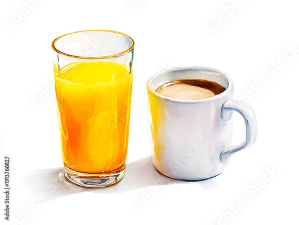 Obraz オレンジジュースとコーヒー