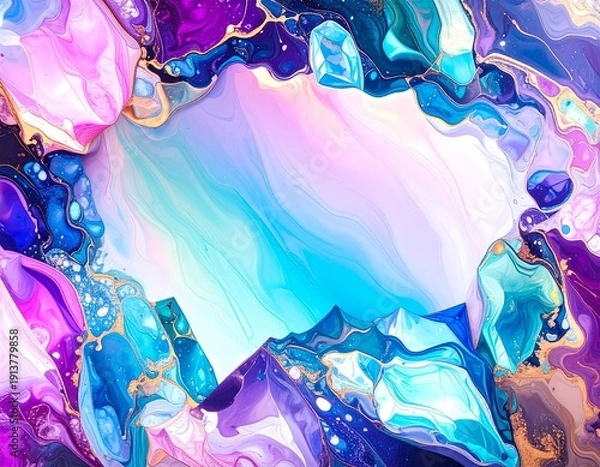 Fototapeta 幻想的な流体アートのフレーム背景