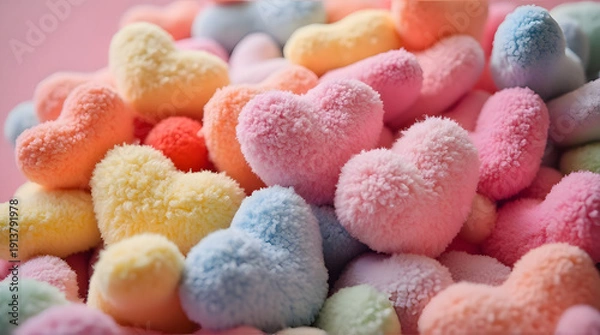 Obraz Soft Pastel Plush Hearts Background