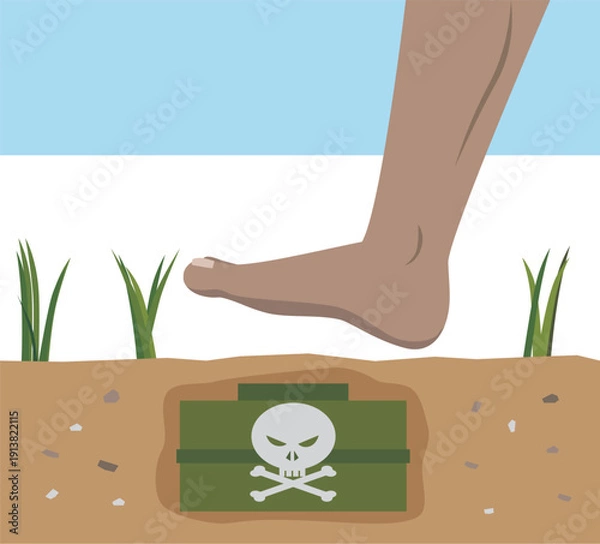 Obraz 地雷を踏みそうな足