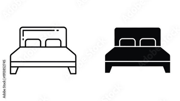 Obraz Bed outline icon set