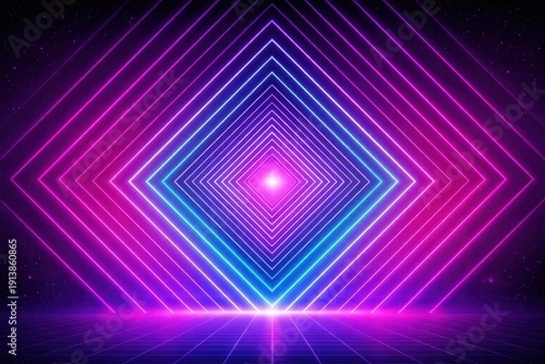 Obraz Neon Square Frame With Retro Light Grid