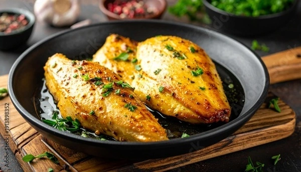 Obraz Hähnchenbrust in Knoblauchbutter