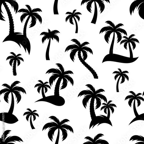 Obraz Black palm trees seamless pattern