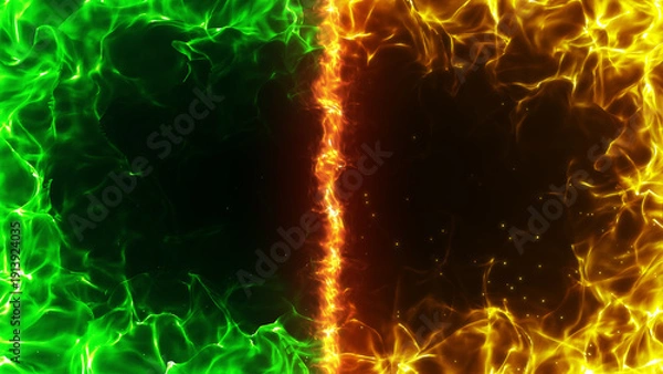 Obraz 対立する二色の炎のエフェクト背景