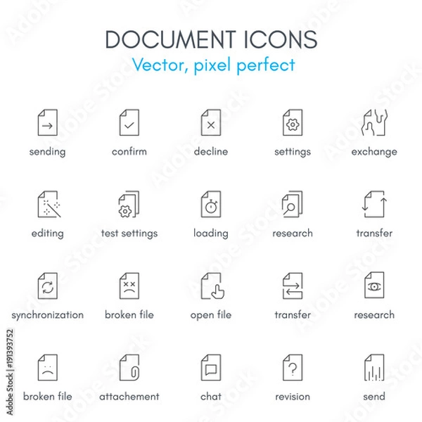 Obraz Document theme, line icon set.