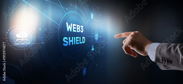Obraz Web3 Shield, Cybersecurity, Advanced Web3 shield technology with blockchain protection protocols