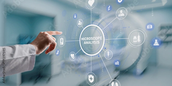 Obraz Scientist conducting precise microscope analysis in a modern research laboratory