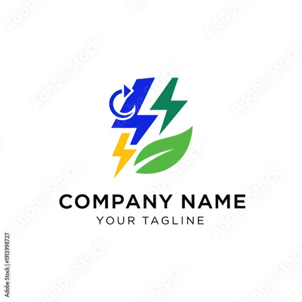 Obraz Electric Logo with Lightning Bolt Emblem Design.