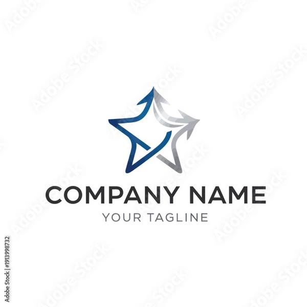 Obraz Blue and Silver Star Logo Design Template.