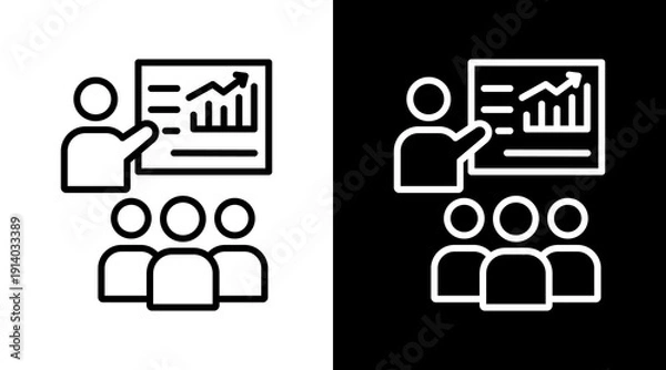 Obraz Presentation White Icon Set Vector 