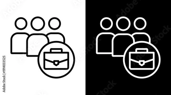 Obraz Employee White Icon Set Vector 