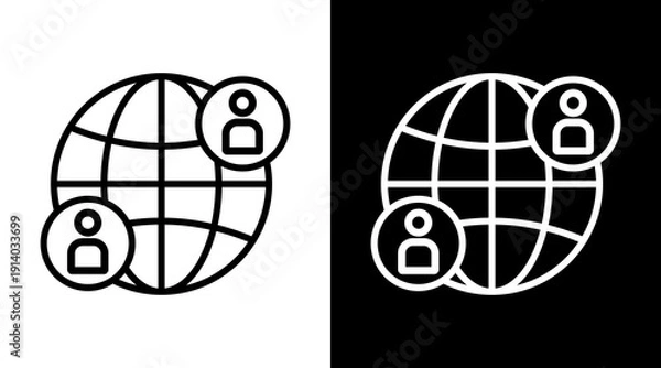 Obraz Networking White Icon Set Vector 