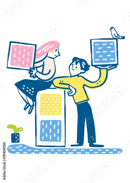 Obraz 一つひとつ積み木を重ねるように対話を積み上げ、二人の確かな未来を共創・補完し合う若いペアのライフプランニング（パーソナル・リビルドシリーズ）