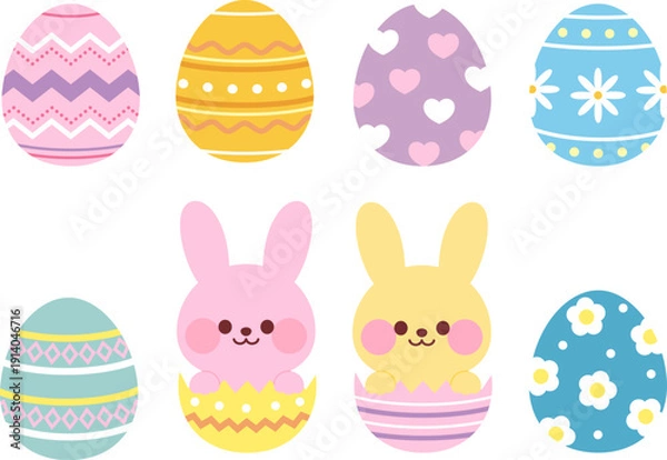 Obraz ウサギとイースターエッグ