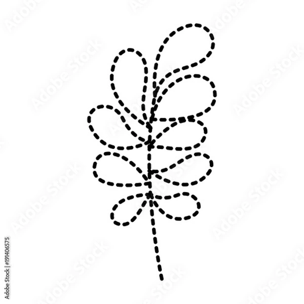 Fototapeta ramification with rounded leaves on dotted silhouette vector illustration
