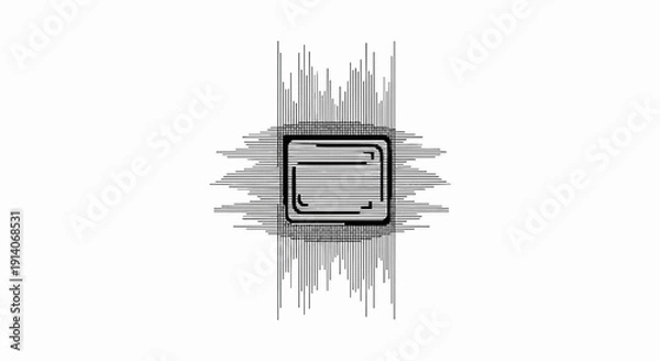 Obraz Abstract stylized graphic representing a central square with radiating lines and vertical patterns