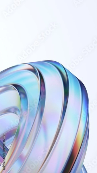 Obraz Abstract curved glass shape, vertical 3d render