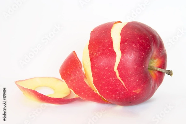 Obraz half peeled red apple