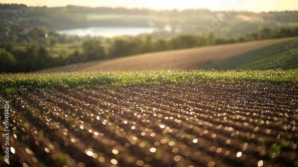 Obraz Sunrise plowed field