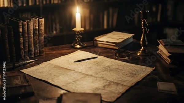 Obraz Vintage library study scene