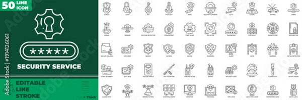 Obraz Security Service Line Editable Icons set