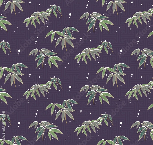 Obraz 日本の伝統的な紋様_和柄雪持ち笹_紗綾形紋様