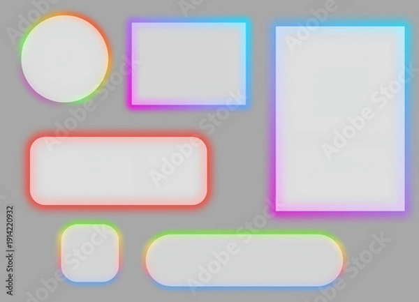 Obraz Neon Gradient Frame Shapes Collection, Glowing UI Borders and Modern Highlight Elements