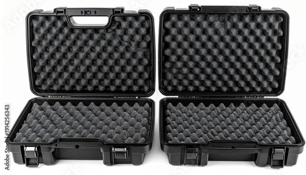 Fototapeta Open black protective case with foam padding