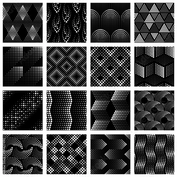 Obraz Set of halftone dotted patterns