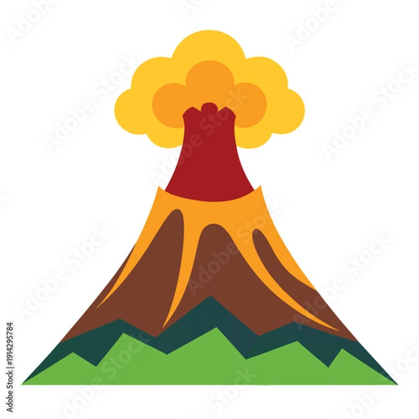 Obraz Erupting Volcano Flat Vector Icon
