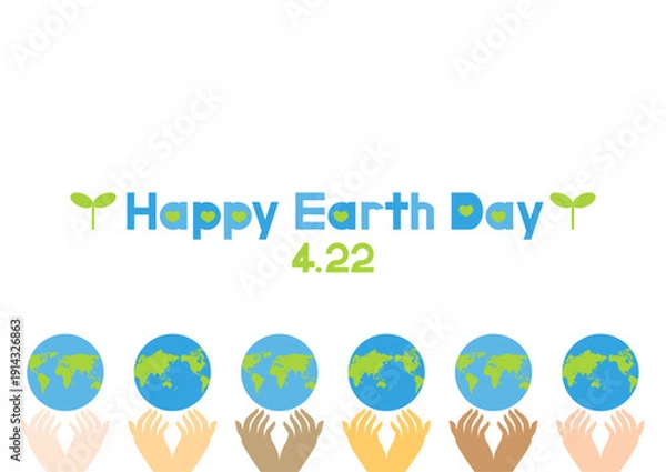 Obraz アースデーのイラスト 地球と人の手
