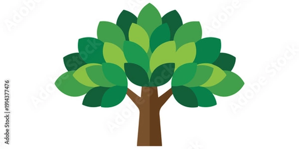 Fototapeta Flat Vector Green Tree Illustration.