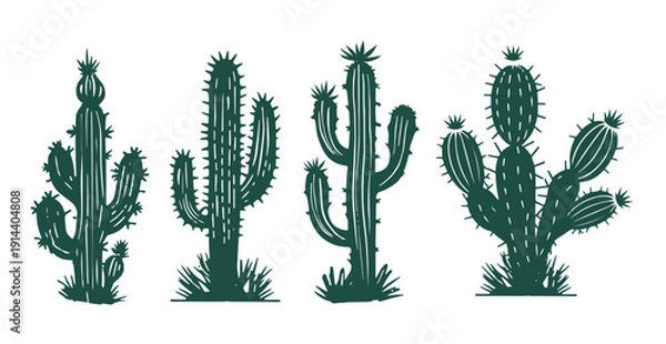 Obraz Cactus set hand drawn illustrations
