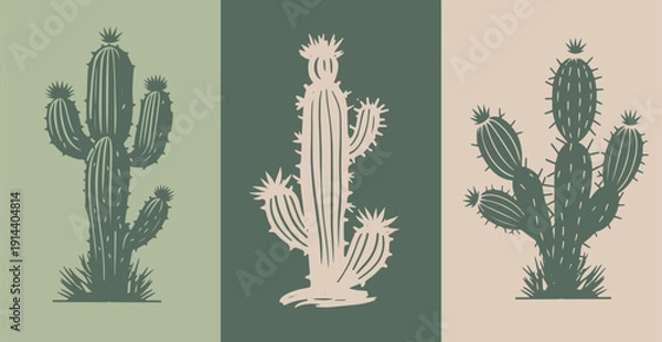 Obraz Cactus set hand drawn illustrations
