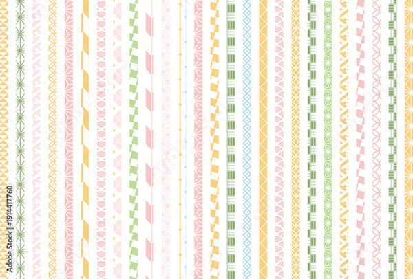 Obraz 【春の背景素材】伝統文様のカラフルな和柄イラスト
