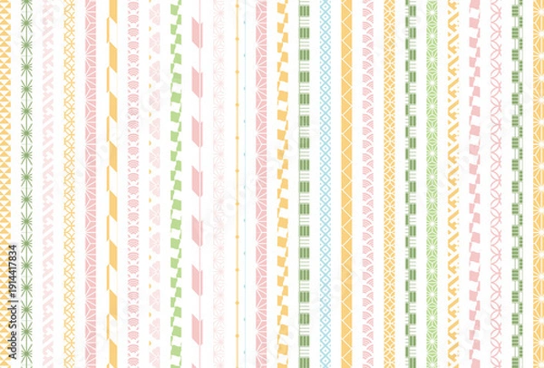 Obraz 【春の背景素材】伝統文様のカラフルな和柄イラスト
