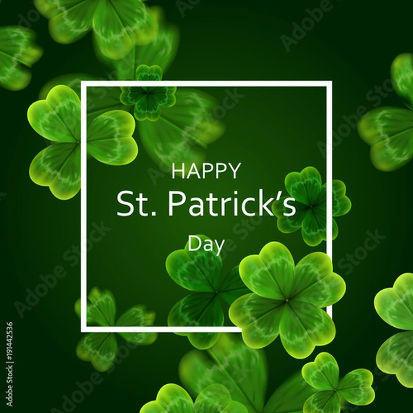 Fototapeta card on St. Patrick's Day. 3d effect clover vector